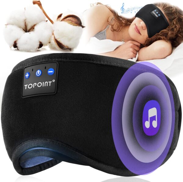 TOPOINT Sleep Mask with Headphones Bluetooth 5.2 Wireless, Sleep Headphone with Microphone Built-in HD Speakers Music, Eye Mask for Sleeping Travel Meditation for Men Women Girl Cool Gadgets - Image 9