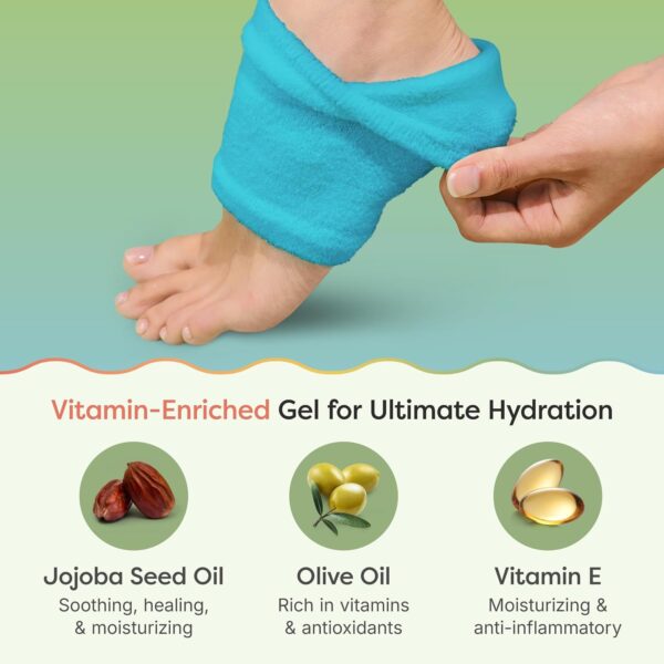 ZenToes Moisturizing Fuzzy Sleep Socks with Vitamin E, Olive Oil and Jojoba Seed Oil to Soften and Hydrate Dry Cracked Heels (Regular, Blue) - Image 2