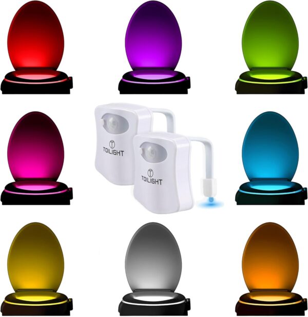 2 Pack The Original Toilet Bowl Night Light. Fun & Useful Bathroom Motion Sensor Tech Gadget. Funny Novelty Birthday Gift Idea. Stocking Stuffer for Him Her Guys Men Mom Brother