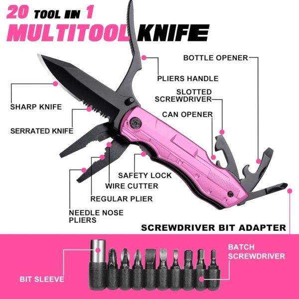 Gifts for Women, Mom, Wife, Girlfriend, Best Friend, Christmas, P-ink Multitool Knife - Gifts for Mom, Unique Gift Ideas for Women, Mothers Day Anniversary Valentines Day Birthday Gifts for Women - Image 2