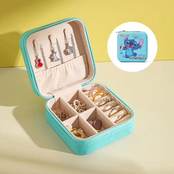 Travel Jewelry Box, Cute Mini Travel Jewelry Case, Portable Jewellery Storage Holder for Earrings Necklace Rings (Blue) - Image 4