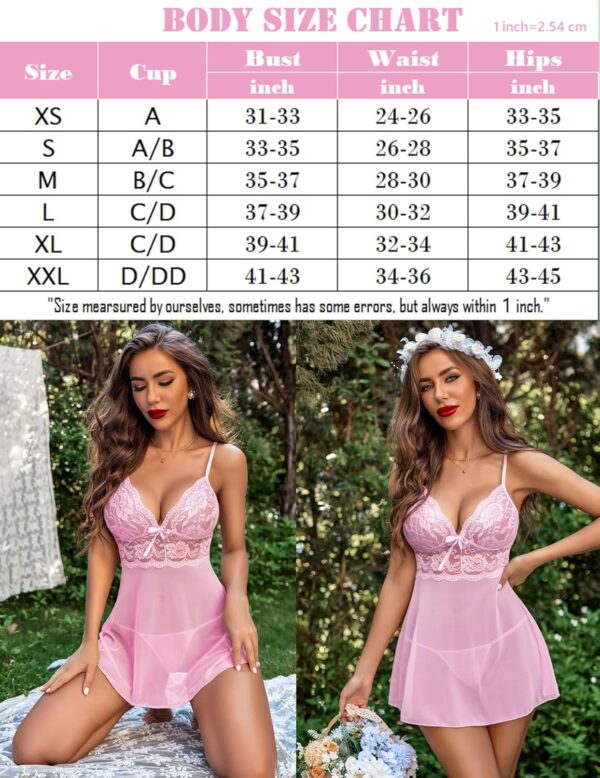 Avidlove Women Lingerie Lace Babydoll Strap Chemise Halter Teddy V Neck Sleepwear - Image 6