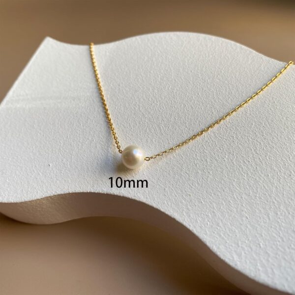 Single Pearl Necklace, Gold Pearl Necklaces for Women Dainty Necklace 10mm Simple Pearl Pendant Jewelry for Girls Cute 14K Gold Pearl Chain Necklace as Girlfriend Bridesmaid Birthday Gifts - Image 4