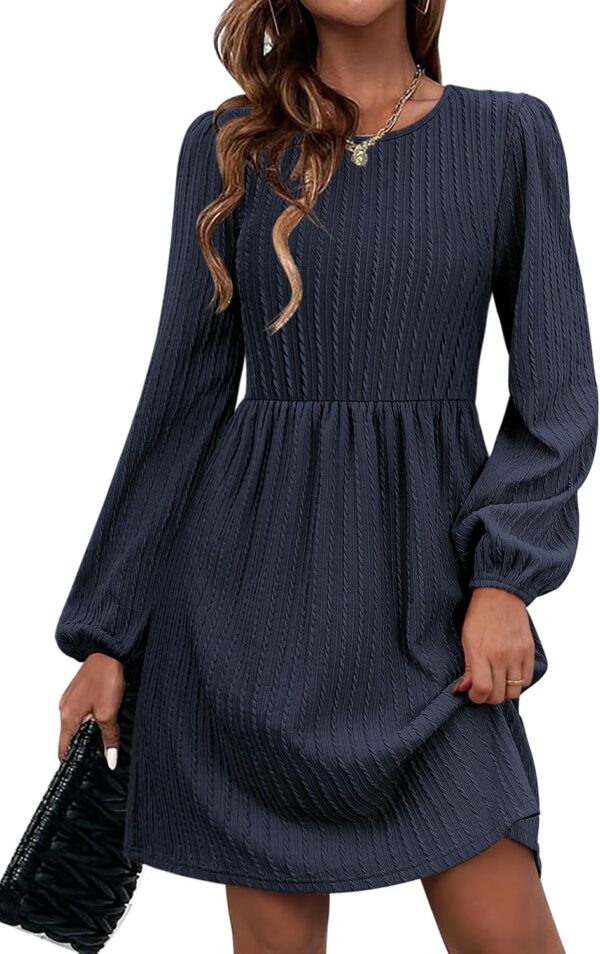 Zeagoo Women's Casual Knit Sweater Dress with Pockets Crew Neck Long Sleeve A-Line Dresses for Women 2024 Fall Dresses