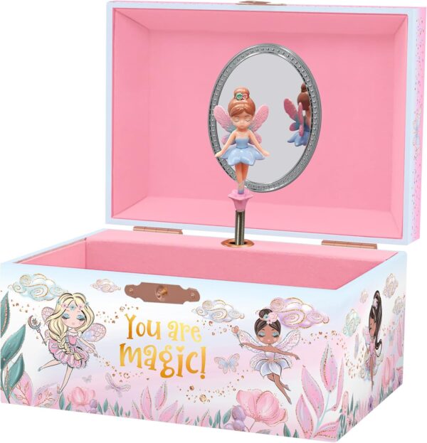 Giggle & Honey Musical Fairy Jewelry Box for Girls - Kids Music Box with Spinning Fairy and Mirror, Princess Birthday Gifts for Little Girls, Childrens Jewelry Boxes for Ages 3-10 - 6 x 4.7 x 3.5 in