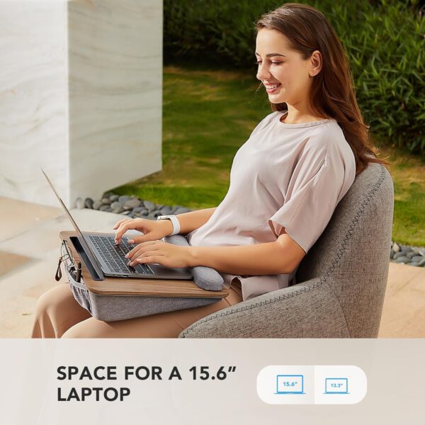 HUANUO Portable Lap Laptop Desk with Pillow Cushion, Fits up to 15.6 inch Laptop, with Anti-Slip Strip & Storage Function for Home Office Students Use as Computer Laptop Stand, Book Tablet - Image 2