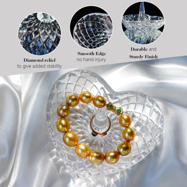 H&D HYALINE & DORA Clear Heart Shaped Crystal Jewelry Holder Decorative Glass Ring Dish Crystal Jewellery Tower Gifts for Women - Image 3