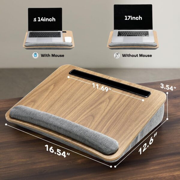 HUANUO Portable Lap Laptop Desk with Pillow Cushion, Fits up to 15.6 inch Laptop, with Anti-Slip Strip & Storage Function for Home Office Students Use as Computer Laptop Stand, Book Tablet - Image 4