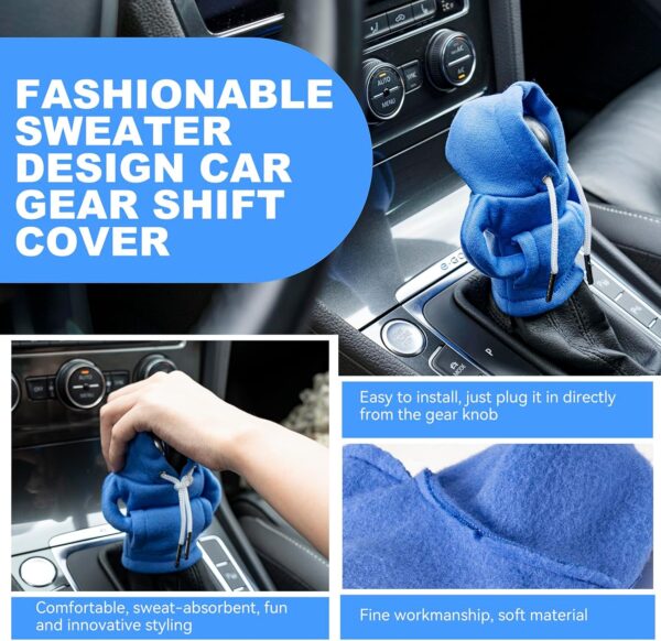 Gear Shift Hoodie, Gear Shift Cover, Universal Car Shift Knob Hoodie, Mini Hoodie for Car Shifter, Automotive Interior Cute Gadgets, Car Accessories and Decorations - Image 5