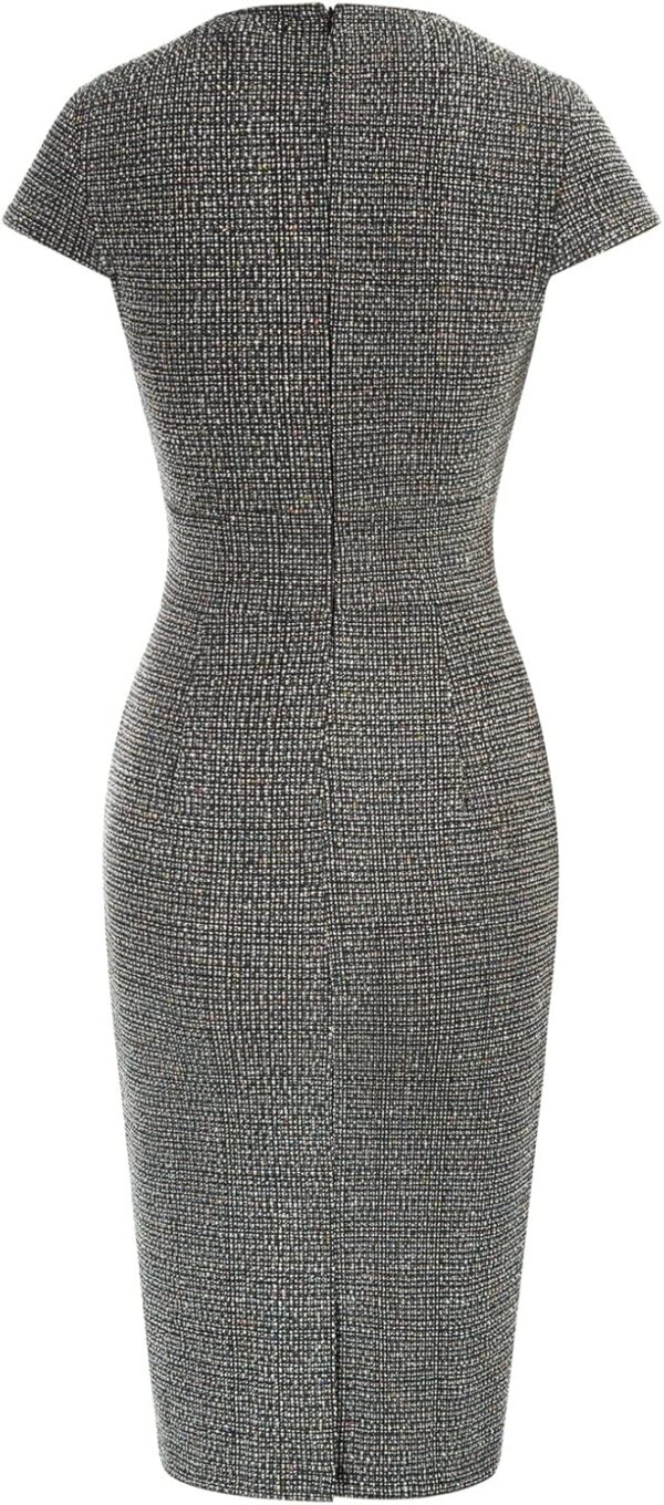 GRACE KARIN Women's Gorgeous Pencil Dress Cap Sleeve Tweed Pencil Dress for Work - Image 2