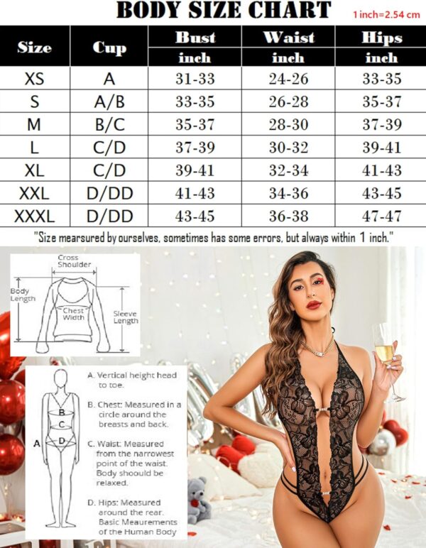 Avidlove Women One Piece Lingerie Sexy Lace Bodysuit Deep V Teddy Babydoll Nightgown XS-XXL - Image 5