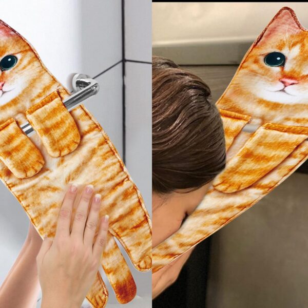 Cat Funny Hand Towels for Bathroom Kitchen - Cute Decorative Cat Decor Hanging Face Towels-Unique Mothers Day Valentines Day Housewarming Birthday Gifts for Women Mom Cat Lovers - Image 6