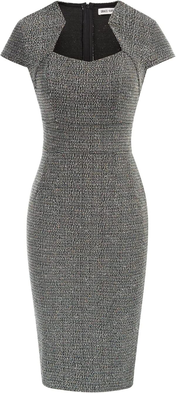 GRACE KARIN Women's Gorgeous Pencil Dress Cap Sleeve Tweed Pencil Dress for Work