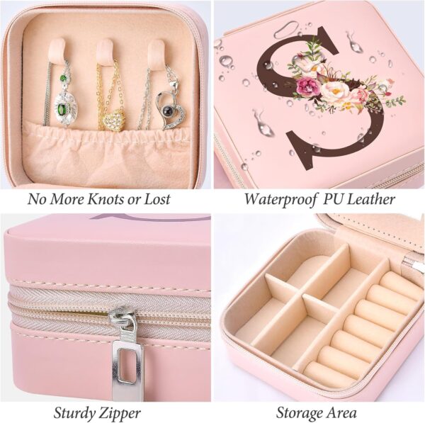 Bridal Shower Gifts for Women, Travel Jewelry Case Box Organizer Personalized Gifts for Women Wife Mom Aunt Mothers Day Mom Gifts from Daughter Son，Bridesmaid Proposal Unique Gifts, Initial S - Image 3