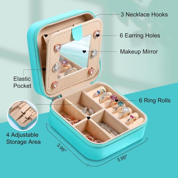 Parima Travel Jewelry Organizer for Women Girls, Mini Travel Jewelry Case Jewelry Organizer Travel Ring Organizer Necklace Organizer Earring Organizer Box Small Jewelry Organizer - Letter M, Blue - Image 2