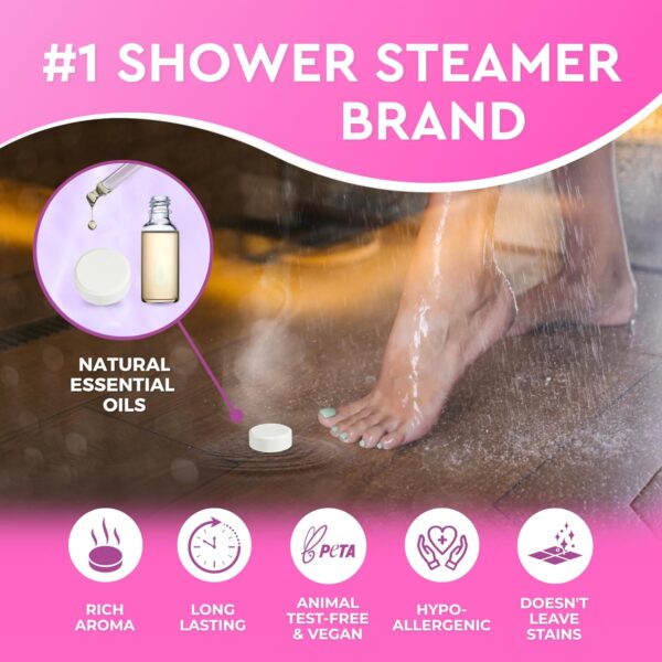 Cleverfy Shower Steamers Aromatherapy - Stocking Stuffers for Women and Teens and Christmas Gifts for Women. 18 Pack of Self Care Shower Bombs with Essential Oils. Purple Set - Image 5