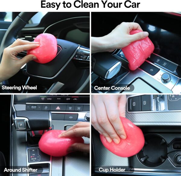 PULIDIKI Car Cleaning Gel Car Cleaning Putty Slime Interior Cleaner Auto Detail Tools Essentials Car Accessories Pink Stocking Stuffers Gifts for Women Men White Elephant Gifts Adults Teens Christmas - Image 5