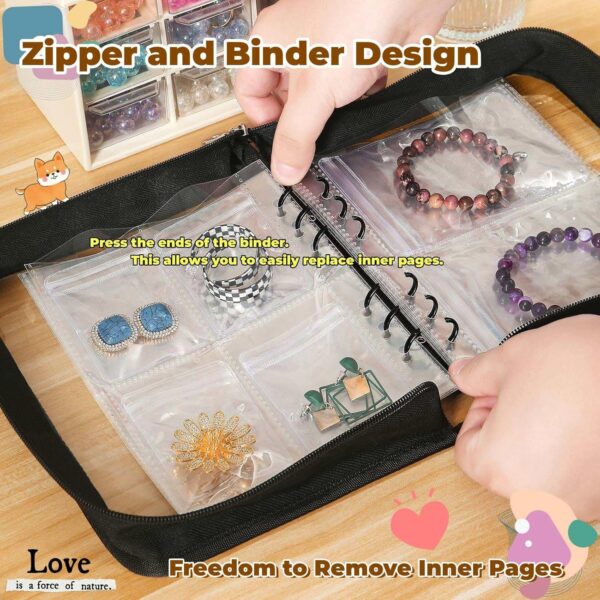 Jewellery Storage Book set Transparent Travel Bracelet Earring organizer Book jewelry pouch organizer Zipper Bag (Black) - Image 5