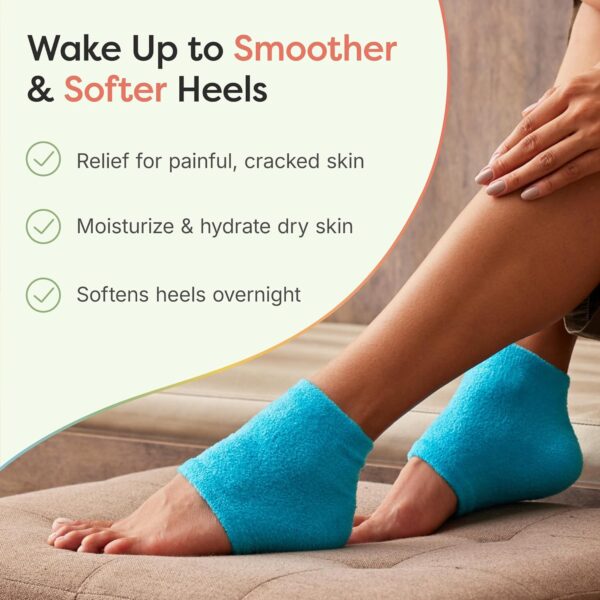 ZenToes Moisturizing Fuzzy Sleep Socks with Vitamin E, Olive Oil and Jojoba Seed Oil to Soften and Hydrate Dry Cracked Heels (Regular, Blue) - Image 5