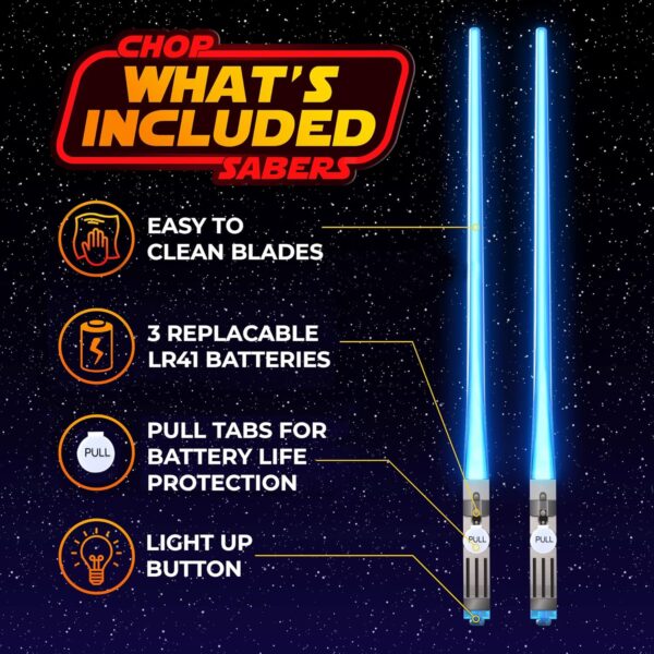 Lightsaber Chopsticks Light Up, Star Wars Chopsticks Light Up, Mini Lightsaber, Fun Chop, Cool Chopsticks, Light Saber Chopsticks, Led Chopsticks, 2 PAIRS, Blue Red (Glossy Tips) - Image 6