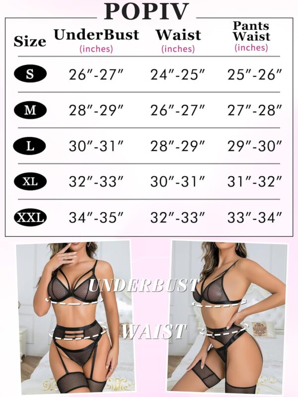 popiv Women's Sexy Lingerie Set with Garter Belt Matching Bra and Panty Lingeries Sets 4 Piece - Image 6