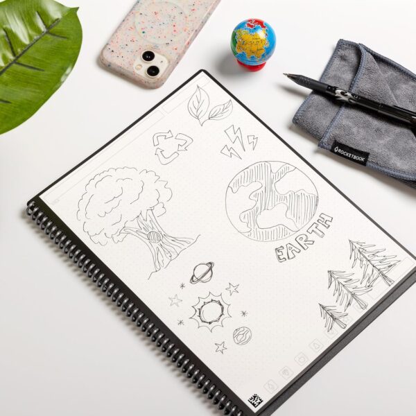 Rocketbook Core Reusable Spiral Notebook, Executive Size 6x8.8, Black - Dotted Pages, App-Connected, Erasable, Durable Cover, Ideal for School, Work, and Creative Projects - Image 8