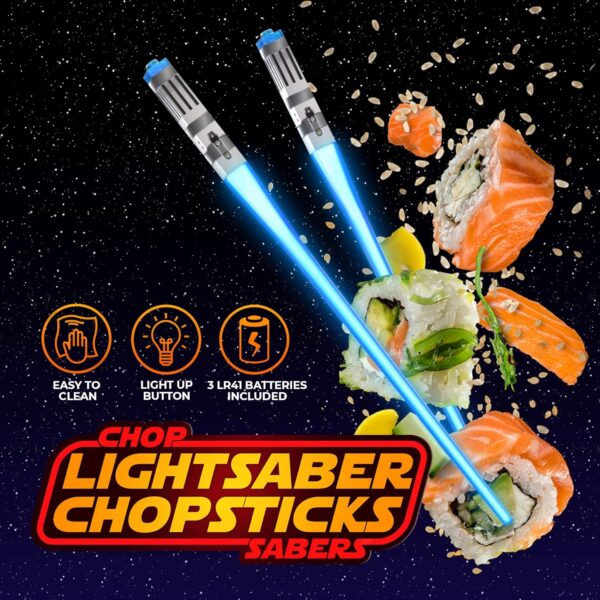 Lightsaber Chopsticks Light Up, Star Wars Chopsticks Light Up, Mini Lightsaber, Fun Chop, Cool Chopsticks, Light Saber Chopsticks, Led Chopsticks, 2 PAIRS, Blue Red (Glossy Tips) - Image 7