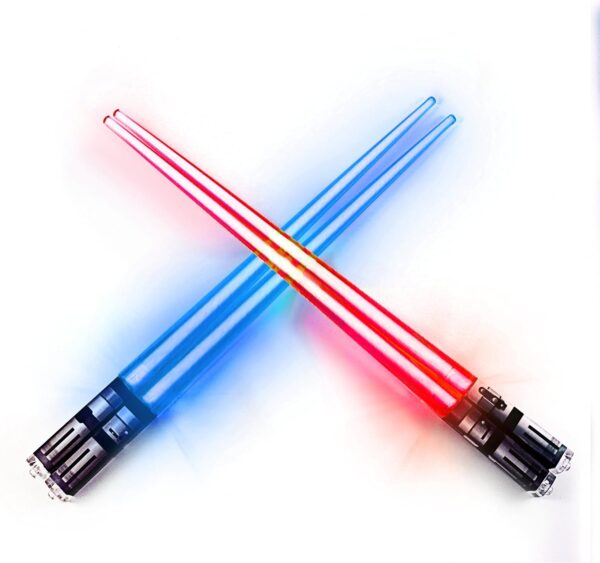 Lightsaber Chopsticks Light Up, Star Wars Chopsticks Light Up, Mini Lightsaber, Fun Chop, Cool Chopsticks, Light Saber Chopsticks, Led Chopsticks, 2 PAIRS, Blue Red (Glossy Tips)