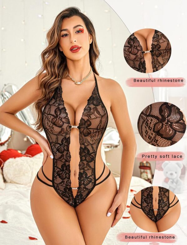 Avidlove Women One Piece Lingerie Sexy Lace Bodysuit Deep V Teddy Babydoll Nightgown XS-XXL - Image 2