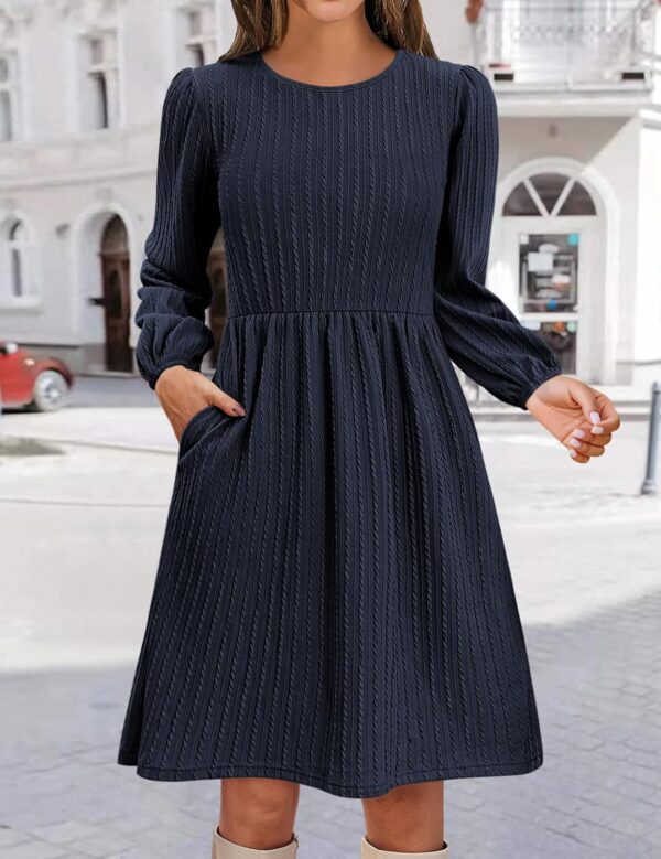 Zeagoo Women's Casual Knit Sweater Dress with Pockets Crew Neck Long Sleeve A-Line Dresses for Women 2024 Fall Dresses - Image 4