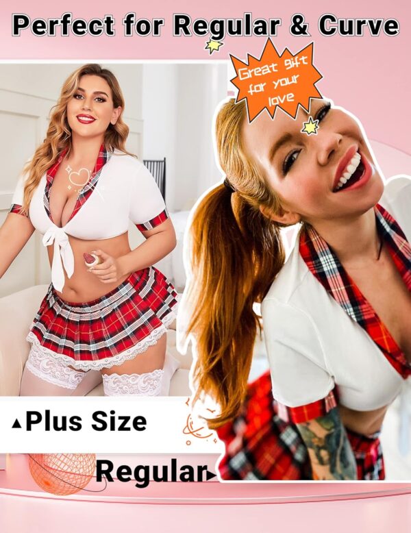 ADOME Lingerie for Women Sexy Schoolgirl Costume 0utfit Lingerie Set Lace Student Cosplay Roleplay with Top and Mini Skirt - Image 5