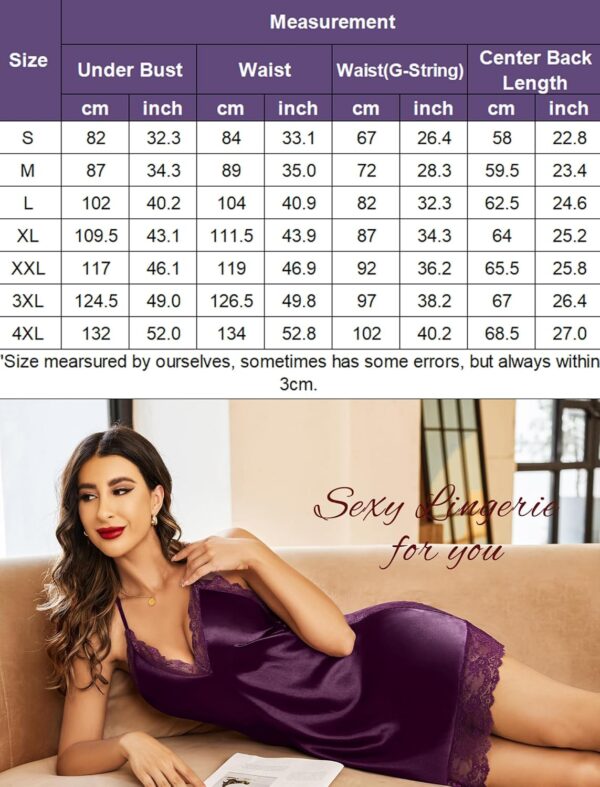 Avidlove Women Lingerie Satin Lace Chemise Nightgown Sexy Full Slips Sleepwear S-4XL - Image 6