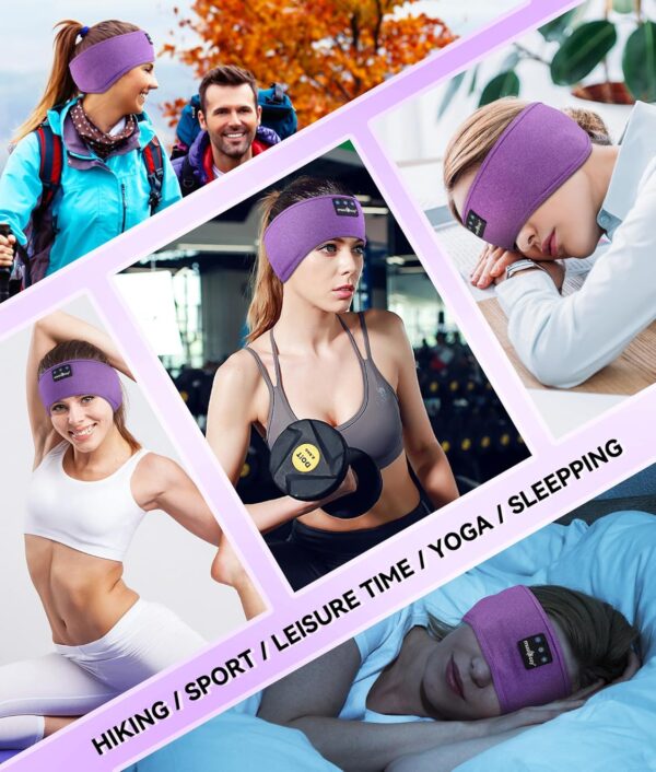 MUSICOZY Bluetooth 5.2 Headband Sleep Headphones Headband Headphones Sports Wireless Music Earphones Eye Mask Earbuds for Workout Running Travel Yoga Mom Women Cool Gadgets Unique Gifts - Image 6