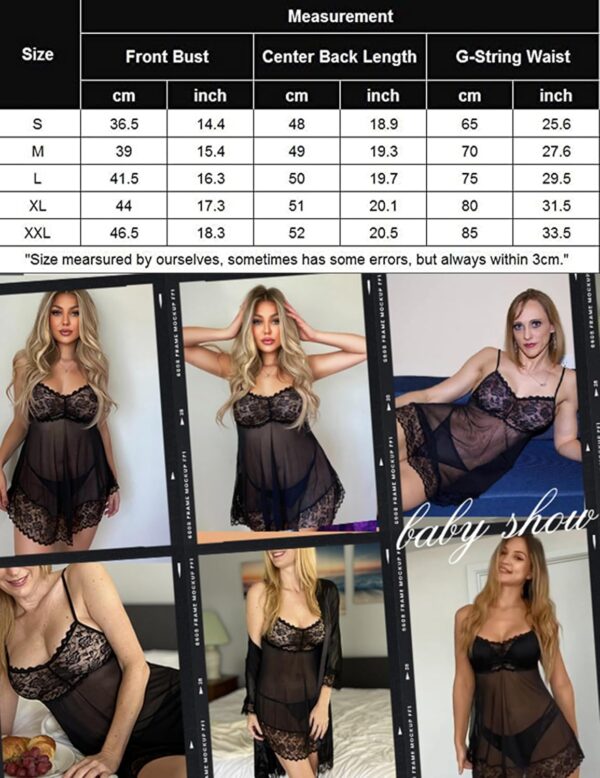 Avidlove Lace Babydoll Lingerie Sexy Mini Chemise Mesh Wedding Nightie Bridal Nightdress - Image 6