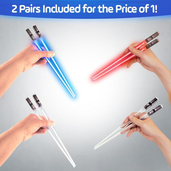 Lightsaber Chopsticks Light Up, Star Wars Chopsticks Light Up, Mini Lightsaber, Fun Chop, Cool Chopsticks, Light Saber Chopsticks, Led Chopsticks, 2 PAIRS, Blue Red (Glossy Tips) - Image 5