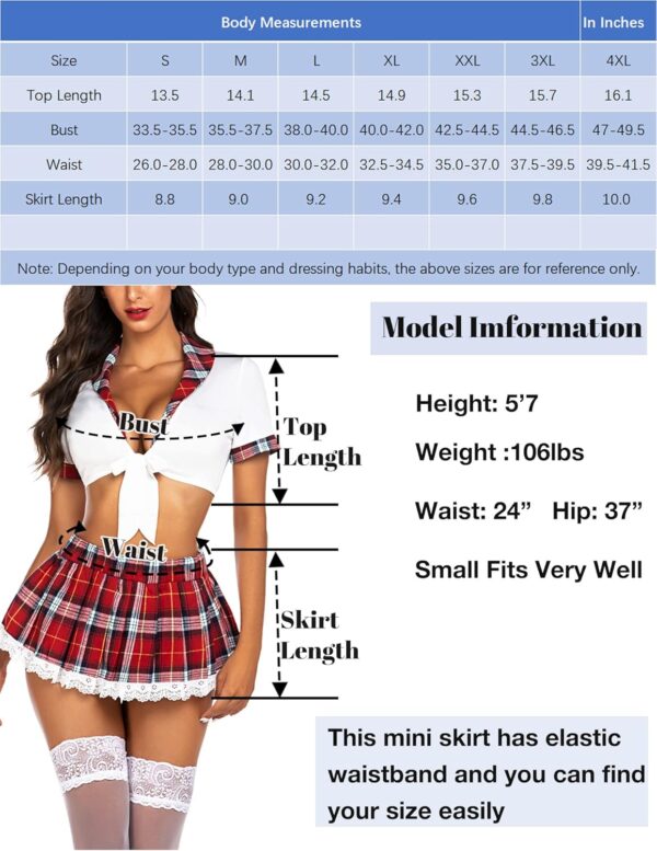 ADOME Lingerie for Women Sexy Schoolgirl Costume 0utfit Lingerie Set Lace Student Cosplay Roleplay with Top and Mini Skirt - Image 6