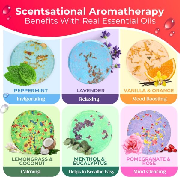 Cleverfy Shower Steamers Aromatherapy - Christmas Box of 6 Premium Shower Bombs with Essential Oils.Self Care Christmas Gifts for Women and Gifts for Mom. Red Set - Image 4