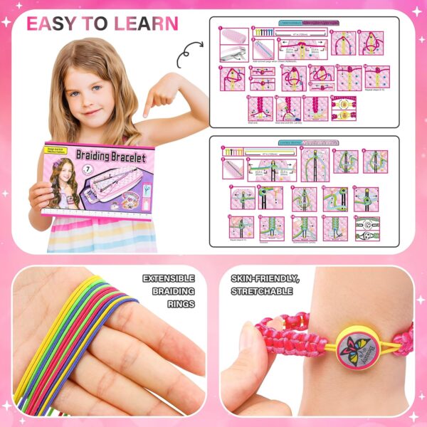 Dpai Friendship Bracelet Making Kit for Girls,DIY Arts and Crafts Toys,Jewelry String Maker Kit,The Best Birthday Gifts Ideas for Girls 6 7 8 9 10 11 12+ Years Old（Rose and Black - Image 4